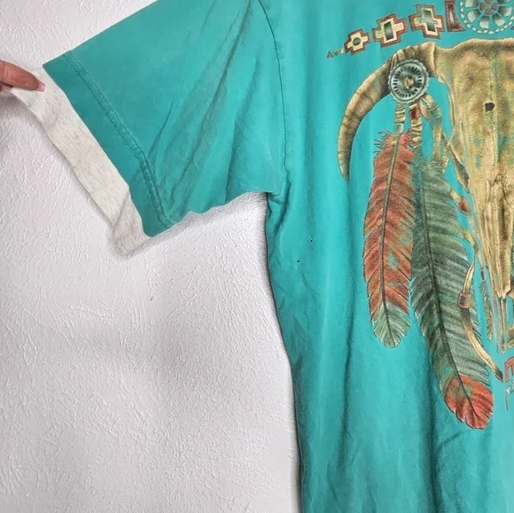Vintage Native Turquoise T-shirt Short Sleeve Made in USA Men's Size Large - Picture 3 of 10